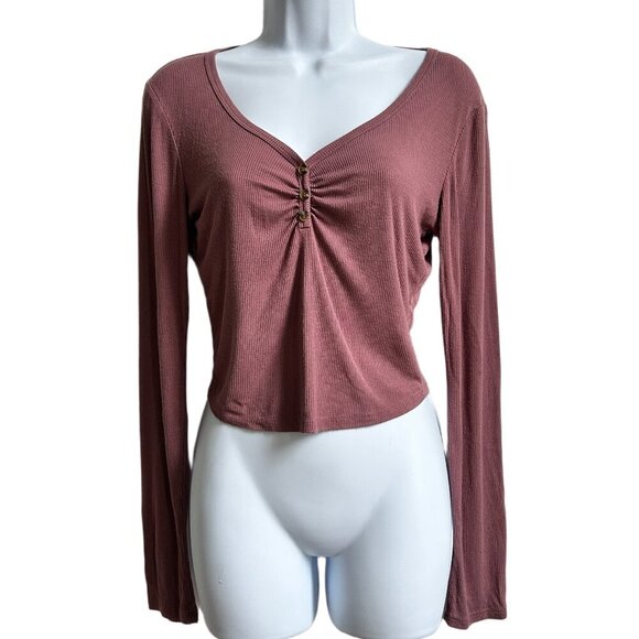 Purple Long-Sleeve Crop Top - Picture 1 of 4